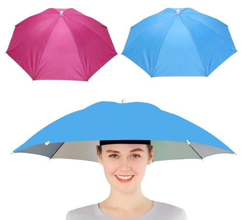 Cerioll Pieghevole Ombrello Parasole Cappello, Cappello Ombrello Pesca Portatile, Anti-UV, con Fascia Elastica, per Pesca, Campeggio, Spiaggia, Bambini, Donne e Uomini, Taglia Unica