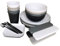 Sagiterra Camping Teller, Picknick Geschirr Sets 4 personen, Camping Zubehör aus Kunststoff für Party, Zuhause, Picknick, leichtes, mikrowellen- und spülmaschinenfestes (1, Black&Gery&White-36PCS)