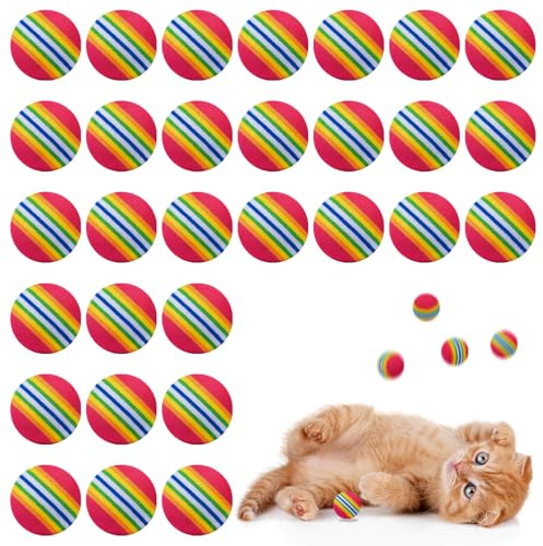 Bofanze 30 Piezas Bola de Espuma para Gatos 3,5 CM Pequeñas Pelotas Esponja | Pelota de Juguete de Espuma para Gatos, Pelota de EVA para Interior Exterior Mascota Cachorro Deportes Perseguir