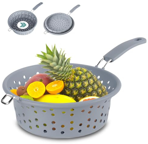 Dwitkul Colador de cocina plegable de silicona,Colador Plegable 3 en 1 - Filtro de Pasta, Vapor y Escurridor · Silicona/Acero Inoxidable · Ahorra Espacio · Sin BPA y Apto Lavavajillas