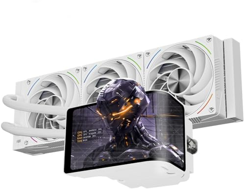 TR-Thermalright Wonder Vision 360 Turbo ARGB White Liquid CPU Cooler, 6,67 pulgadas, pantalla curva 3D con resolución de 2400 x 1080, magnético, 360 mm Aio, blanco, para AM5, LGA1851/1700