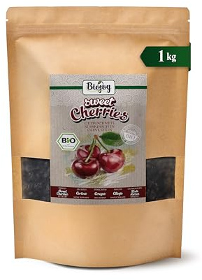 Biojoy Cerises séchées BIO (1 kg), entières, sans noyaux et sans soufre