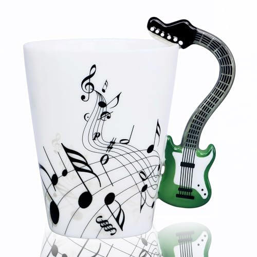 LanHong Green Guitar Mug 13.5oz Music Coffee Tea Cup for Guitar Players