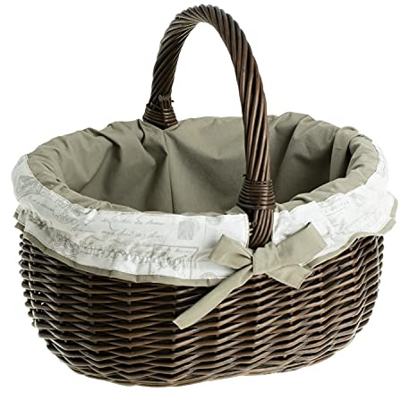 e-wicker24 Alles aus Weide Cestini in Vimini con Manico Ceste per Funghi in Vimini Cestino della Spesa Fatto a Mano Intrecciato Cestino per la Spesa Cestino per Picnic Cesta per Frutta Marrone Scuro