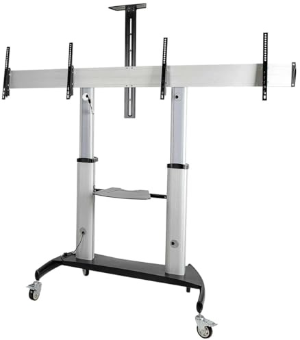 StarTech.com Support TV à roulettes pour TV VESA 37-60 (Max 2X 50kg) - Chariot TV roulettes - Support TV Double sur Pied Mobile à Hauteur Réglable (STNDMTVDUO)