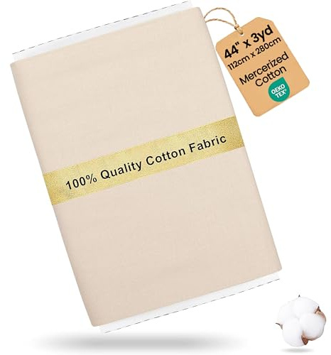 Craftido 100% Cotton Fabric by The Metre 112cm Wide x 280cm Extra Long -Medium Weight 145g- for Quilting, Sewing, Dressmaking, Bedding, Lining, Arts & Crafts - Cream