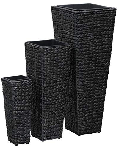 INLIFE Aiuola rialzata da giardino, 3 pezzi, giacinto d'acqua, nero-5570