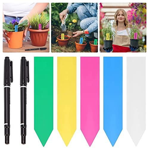 Lot de 500 étiquettes pour plantes, étiquettes de jardin, en plastique, résistantes aux intempéries, avec 2 feutres pour jardins d'enfants, pot de plantes de jardin