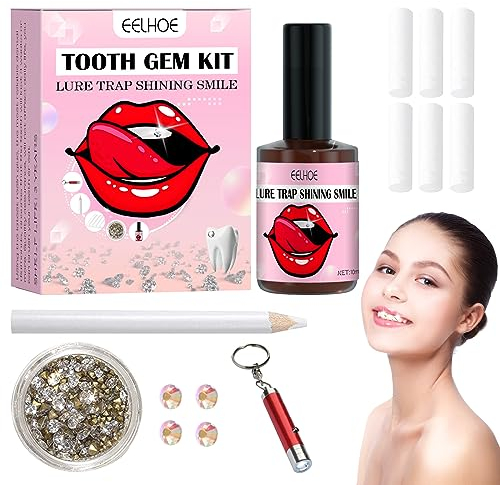 Zahn Edelstein Set DIY Tooth Gem Kit Zahn Edelstein Kit Zahnschmuck set Mit Kleber Zahnstein Schmuck Zahn Steinchen Zahnschmuck Set Teeth Gems Kit für Reflektierende Zahnverzierungs-Dekoration
