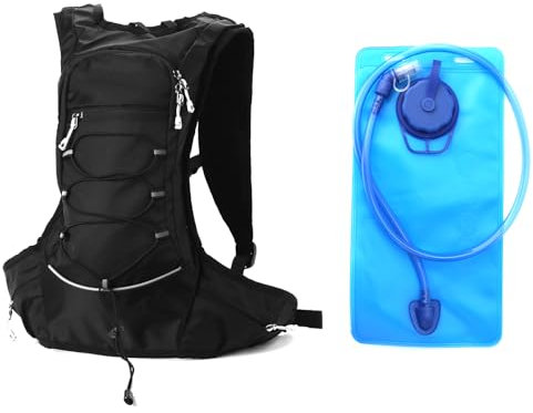QWORK® Trinkrucksack, Laufrucksack mit 2L Trinkblase, Radfahren Wasserrucksack, für Marathonlaufen, Klettern, Wandern, Radfahren
