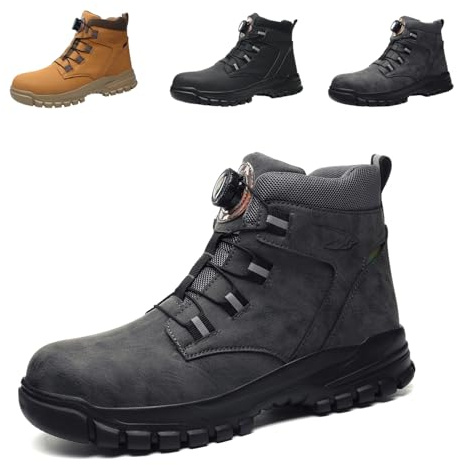 Work Boots Mens Waterproof Safety Shoes Women Lightweight Non-Slip Steel Toe Cap Boots 4-14