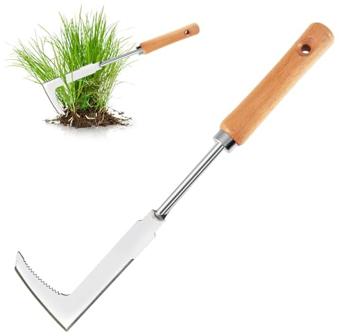 Shyllin Escardador Malas Hierbas 30cm, Azada para Quitar Malas, Herramientas Jardineria, Escardador Malas Hierbas Manual, Se Utiliza para Limpiar Césped Hojas Caídas en Huecos o Rincones
