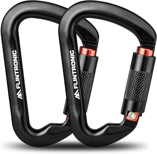Flintronic 30KN Moschettoni con Chiusura, Moschettone in Alluminio, Moschettoni con Ghiera da Arrampicata, Moschettoni Portachiavi Gancio da Campeggio, per Altalena Campeggio Pesca Escursionismo