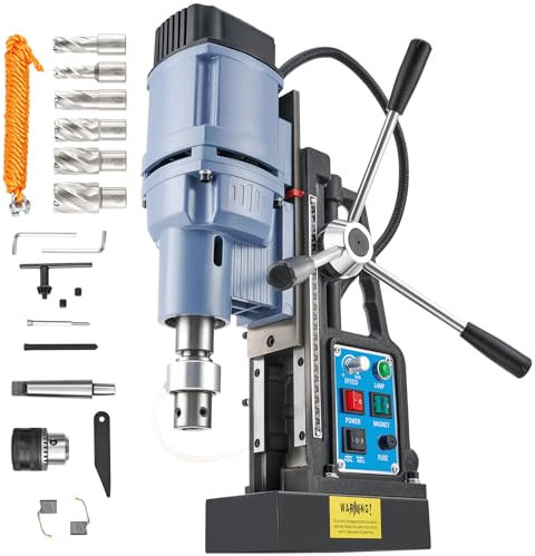 ZELCAN 1950W Trapano Magnetico con 6 Punte 13900N 650 rpm Trapano a Colonna Magnetico a Diametro di 50mm con Controllo Reversibile e Continuo per Superfici Metalliche