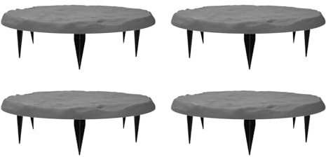 Piedras de paso para exteriores, piedras escalonadas con estacas para el suelo, piedras redondas de resina de polipropileno con estacas de tierra para césped, jardín, camino (gris)