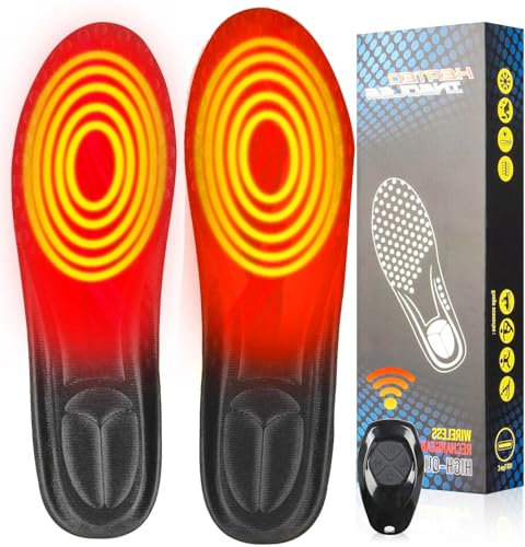 Beheizbare Sohlen mit Fernbedienung Beheizte Einlegesohlen Akkubetrieb Thermosohlen Heizung Warme Einlegesohlen Drahtloser Beheizte Schuheinlagen Sohlenwärmer Wärmesohlen Fußwärmer (L(42-47) G)