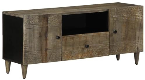 LLEZKBR Gabinetes y estantes de almacenamiento para medios de almacenamiento, color gris claro, 105 x 33,5 x 46 cm, madera maciza de mango