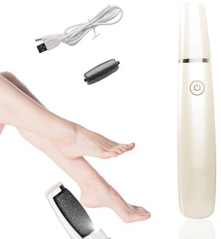 Elektrischer Hornhautentferner für die Füße, Fußpflege Hornhautentferner Elektrisch Wiederaufladbar Hornhauthobel mit 2 Ersatzrollen Hornhaut Entfernen Fuß für Tote Rissige Haut (Weiß)