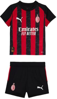 A.C. Milan Minikit Gara Home, Stagione 2025/2026, Set Maglietta e Pantaloncini da Calcio, Prodotto Ufficiale, Bambino, 6 Anni