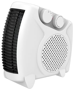 Straame Upright Portable Fan Heater with Variable Thermostat, 2 Heat Settings & Fan Mode Room Electric Heater, Easy to Use, Compact Design with Carry Handle Heater (Dual Fan Heater - 1pk)