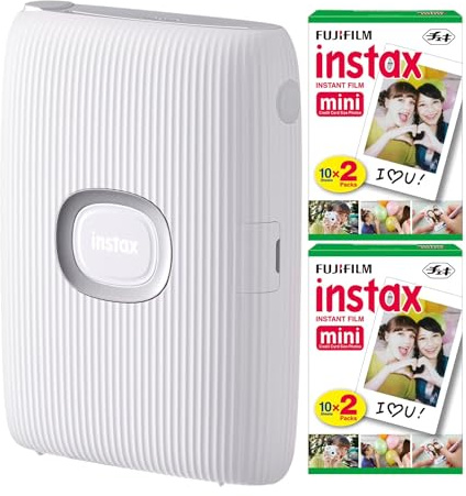 Fujifilm Instax Mini Link Smartphone Printer (Ash White) + Fuji Instax Mini Film (40 Sheets) - Instax Mini Link Printer Bundle