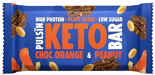 Pulsin - Keto Protein Bars - Orange Choc Chip - 50g x18 - 12.7g Protein, 9.3g Fibre, 8.5g Carbs Per Serving - Gluten, Palm Oil & Dairy Free
