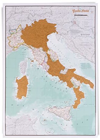 Maps International Scratch the World® Carte de l'Italie à gratter incluant les frontières des états et des régions 42 x 59 cm, plus de 50 ans dans la création de cartes.