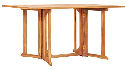 MOONAIRY Schmetterling Gartentisch Klappbar, Klapptisch, Balkonmöbel, Balkontisch, Ausziehbarer Esstisch, Konsolentisch, Bistrotisch, Partytisch, Küchentisch, 150x90x75cm Teak Massivholz