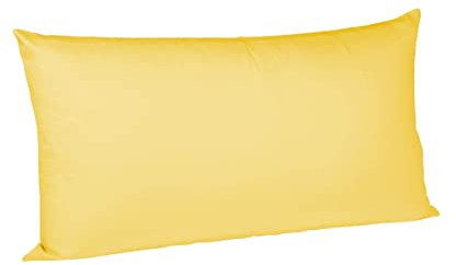 sleepling Satin Kissenbezug, Kissenhülle aus 100% seidig weicher Baumwolle, Bezug Kissen Kopfkissen, 60 Grad, Ökotex 100, Made in EU, 40 x 80 cm, gelb