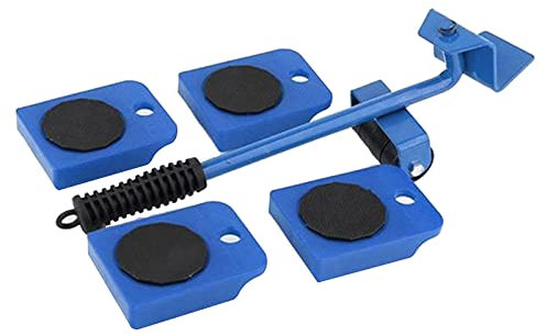 Lève-meubles robuste avec 4 curseurs pour un déplacement facile, roulettes pour appareils électroménagers et outil de levage pour canapés Bleu