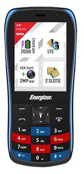 Energizer – E284S Téléphone Portable 4G à Clavier Physique – Double SIM (Nano), Écran 2,8, WiFi, Caméras Avant/Arrière, Batterie 2000 mAh – Garantie 3 Ans – Noir/Bleu – Débloqué
