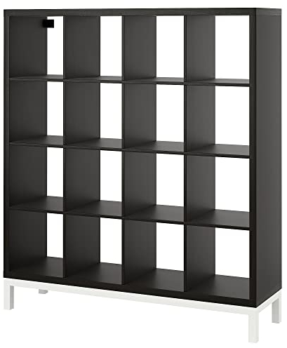 Ikea KALLAX Regal mit Untergestell, 147x164 cm, schwarz-braun/weiß