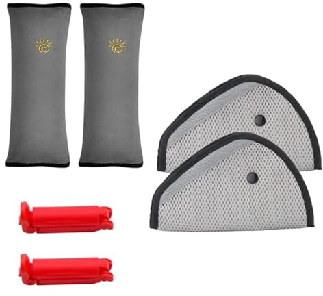 4 Stück Gurtpolster Kinder für Autogurt, Auto Sicherheitsgurt Schulterpolster Gürtelkissen, Gürtelkissen Schutzkissen Abnehmbar, Set mit Anti-Rutsch Clips Schulterpolster Auto Schulter Gurtpolster