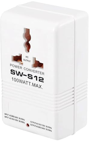 110V to 220V Step Up & Down Power Voltage Converter Watt Transformer for Travel (White, 100W)