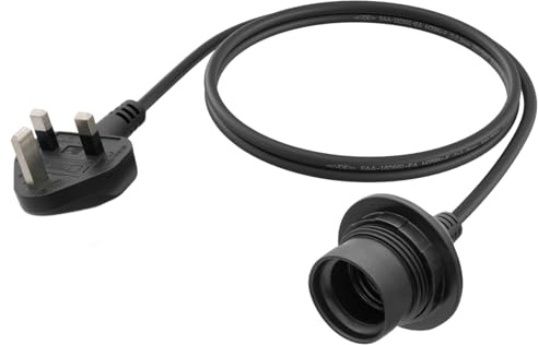 FIRMERST Outdoor Pendant Light Fitting with Plug, E27 Lamp holder 1m Rubber Cable IP44