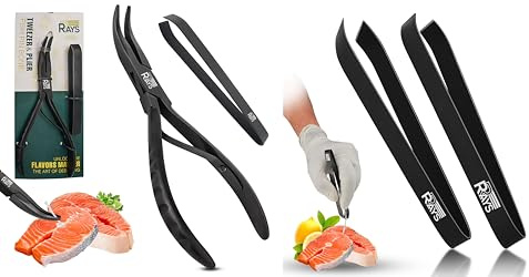 Fish Bone Pliers/Tweezers Set – 2-Piece Stainless Steel Deboning Tools with Flat & Slant Tips for Easy Bone Removal