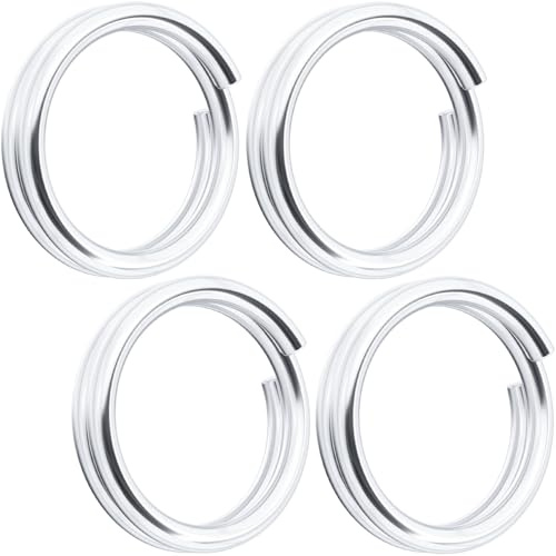 Isslly 4PCS Jump Rings for Jewelry Making, 925 Sterling Silver Split Rings, 6 mm Round Locking Connector Rings, Small Charm Clasp DIY Accessories for Key Rings, Necklace, Bracelet