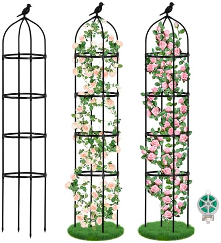 CAKKVDE 2-Pack 176CM Tall Metal Garden Obelisks - Sturdy Climbing Plant Supports for Outdoor/Indoor Use, Perfect Trellis for Cucumbers, Tomatoes, Roses, Sweet Peas & Vining Plants