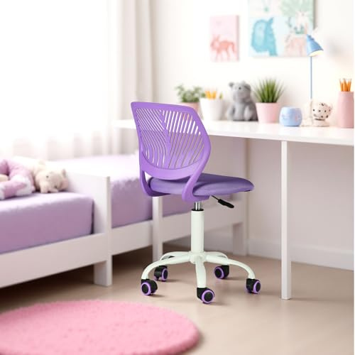 FurnitureR Sedia da scrivania per bambini, girevole in altezza, girevole a 360 gradi, con schienale in tessuto, SGS con molla a gas in poliuretano