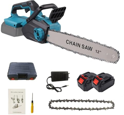 Tronçonneuse électrique sans balais de 30 cm pour Makita 21 V batterie, pour sécateur, arbres, tronçonneuse avec lubrificateur automatique et tension de chaîne sans outil, avec 2 batteries de 4000 mAh