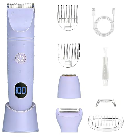 Wendict 3 in 1Afeitadora Electrica Mujer IPX6 Impermeable, Cortapelos Corporal para Mujer Recortadora, Rasuradora Mujer zona Intima seco/mojado para Bikini Axilas Brazos Cara Nariz (Púrpura)
