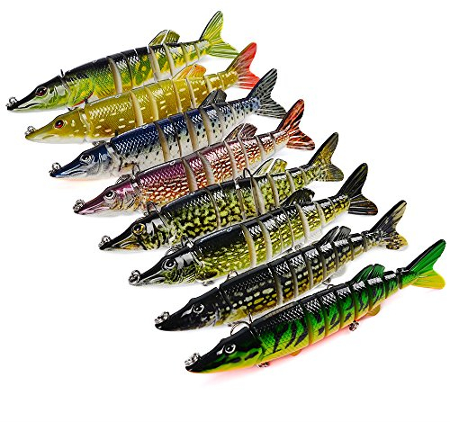 MKNzone 1 pc 12.5 cm 21g Multi jointé Leurres de pêche Dur appâts réaliste 9 Segments Swimbait, 13 Couleurs aléatoires
