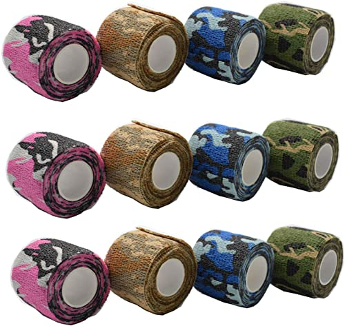 Tarnband Selbsthaftend,dancepandas 12 Rollen Camouflage Tape Tarnnetz Selbstklebender Verband für Paintball Waffen,Taschenlampe, Teleskop, Fahrrad (5CMx4.5M)