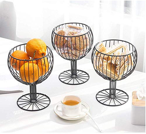 FYTVHVB Verre à vin Fer Snack Panier de Rangement Snack Tray Dessert Fruit Basket