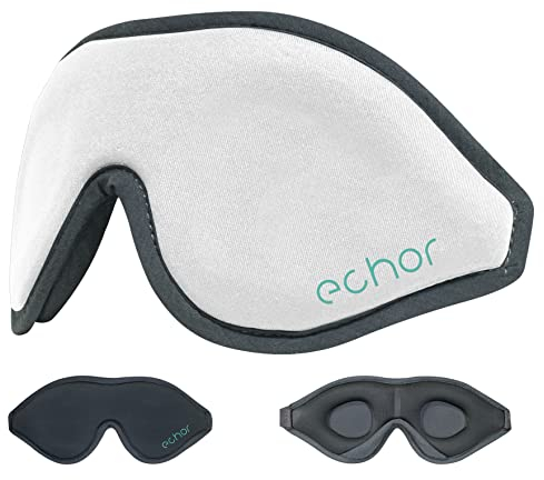 Echor Sleep Mask Total Blackout 3D Padded Foam Comfortable Premium Soft Eye Mask with Adjustable Elastic Strap and Nose Pad for Sleep and Travel (White)