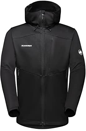 Mammut Ultimate VII SO Hooded Jacket Men | Outdoor Jacke für Herren, Softshelljacke für Sport, Gore-Tex Wanderjacke, Allwetterjacke mit Kapuze, Atmungsaktiv und Winddicht | Schwarz, L