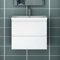 Acezanble Waschtisch mit Unterschrank 50 cm Hochglanz Weiß Badmöbel Gäste WC