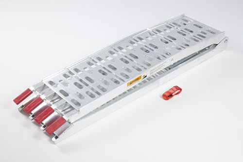 Rampa di carico pieghevole per moto con gambe di supporto (220 cm x 28 cm) - capacità 680 kg