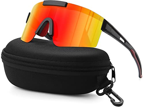 konqkin Cycling Glasses-Sports-Sunglasses-Mens-Womens-Polarised Sun Glasses UV400 Protection Ski Goggles Outdoor Bicycle Motorbike Driving Fishing Hiking,orange