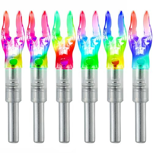 KEAUP 6 Stück S beleuchtete Nocken für Pfeile mit 0,244/6,2 mm Innendurchmesser, beleuchtete Pfeilnocken für Bogenschießen, Jagd, Schraubendreher im Lieferumfang enthalten